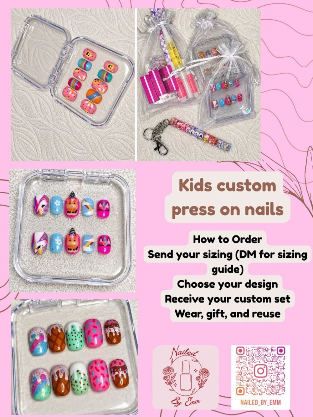 Kids CUSTOM HANDMADE press-on nails